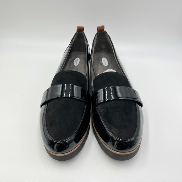Dr Scholls Women's Webster Black Faux Suede & Patent Slip On Loafers Shoes 8.5 - Picture 3 of 13